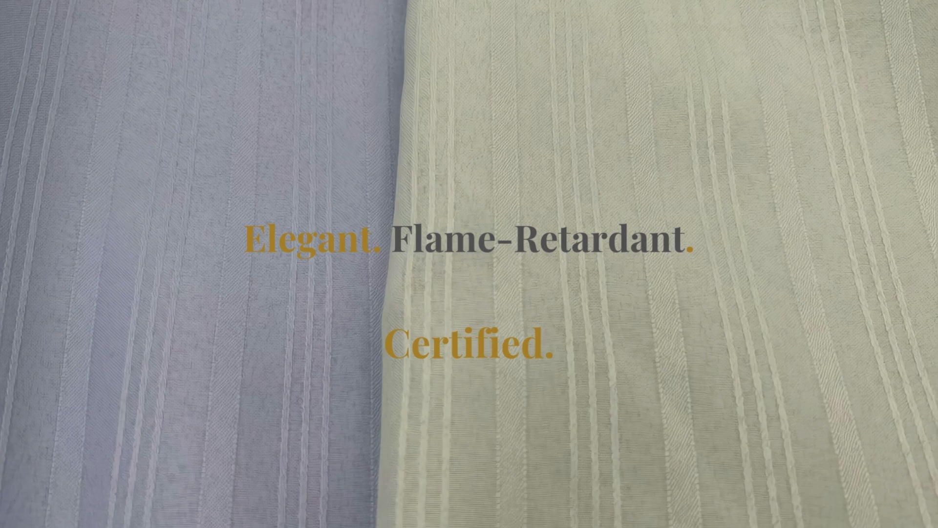 Draped 120 inch fire-retardant curtain fabric showing soft elegant drape