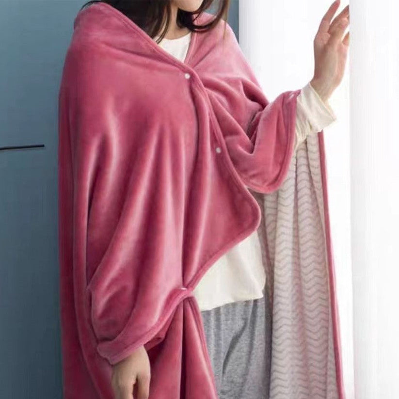 Schaldecke mit Knöpfen (152 x 102 cm) – Seidenweiches, doppelseitiges Fleece | YUGOLD