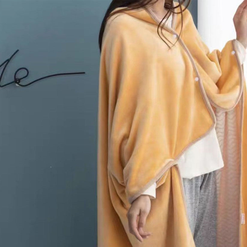 Schaldecke mit Knöpfen (152 x 102 cm) – Seidenweiches, doppelseitiges Fleece | YUGOLD